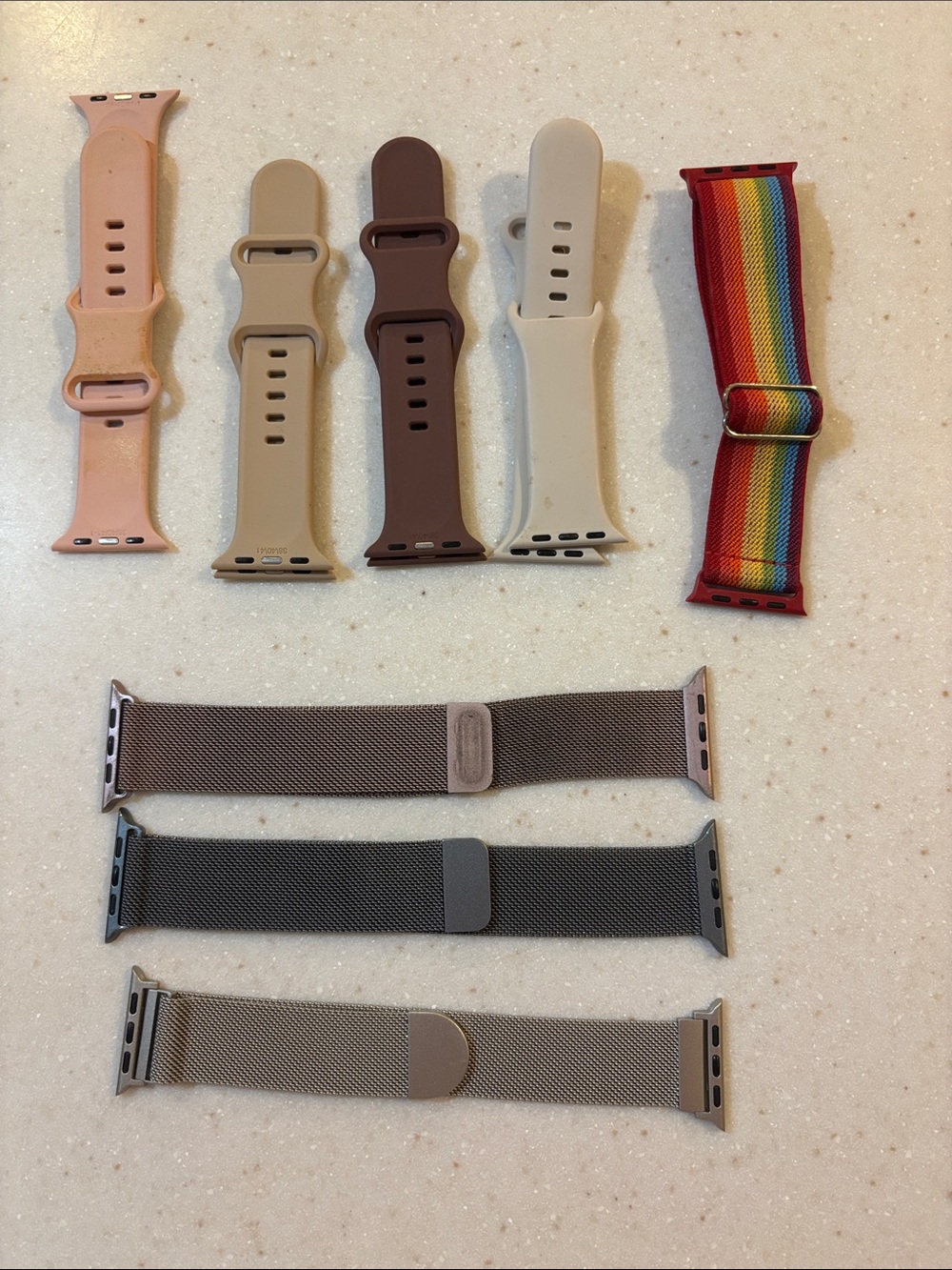 Mixed Apple Watch Bands Bundle - Pink, Beige, Brown, Cream, Rainbow, Gray